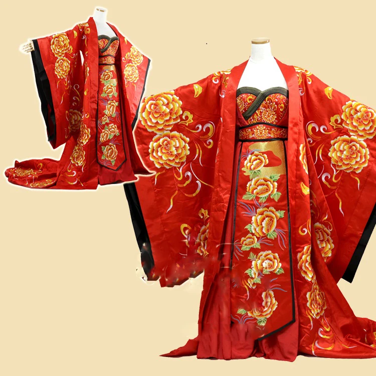 ТВ игра Legend of Great empтрица Тан Ву Meiniang Red Hanfu Свадебный костюм с вышивкой дракона и