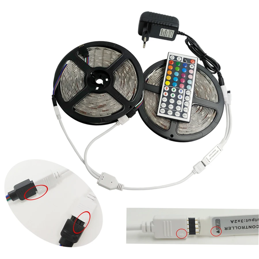 12V Светодиодные ленты 5 М 5050 RGB led лента не Водонепроницаемый 10 м светодиодный светильник RGB Гибкая RGB лазерный диод светодиодный светильник лента дистанционного Управление+ Мощность питания