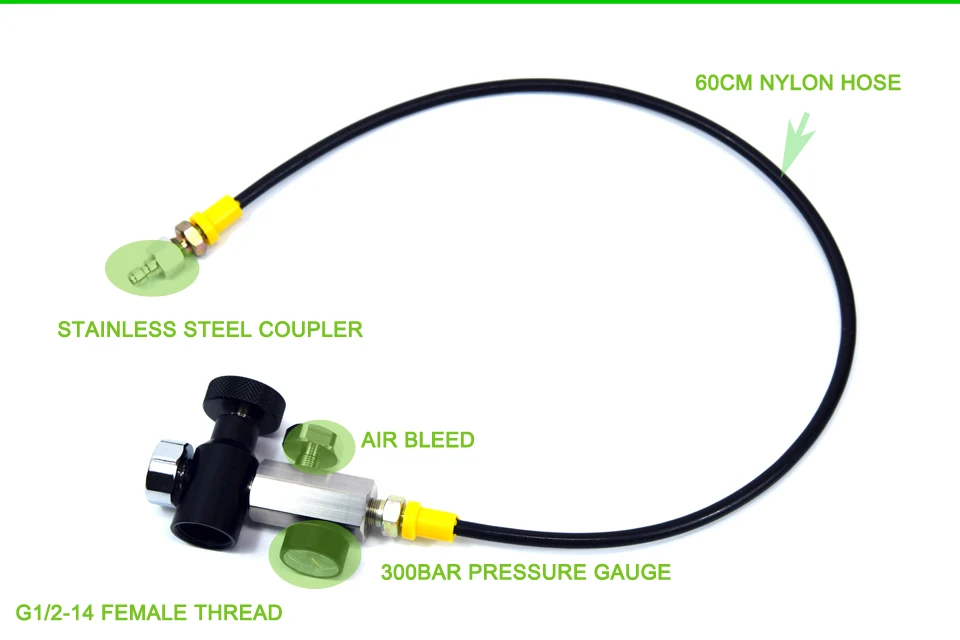 60CM HOSE UGGAUGE PCP Airforce адаптер вкл/выкл воздуха кровотечение 10 вариантов - Цвет: 60CM HOSE UGGAUGE