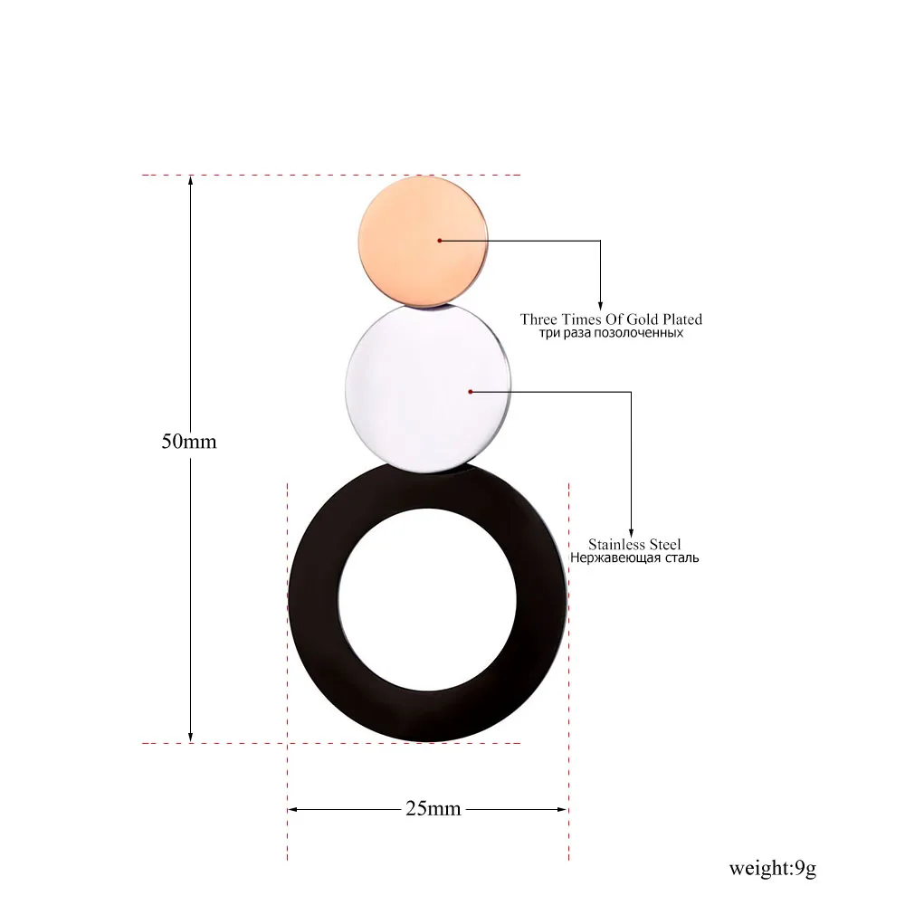 JeeMango Hyperbole Нержавеющая сталь Черный/розовое золото комбинированные круглые