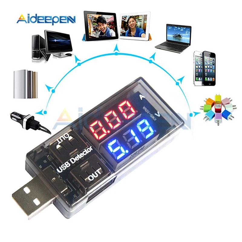 Красный+ синий с двойным выходом USB ток напряжение зарядный детектор Тестер батарея Вольтметр Амперметр зарядное устройство Доктор DC 3-7,5 в 0-2.5A
