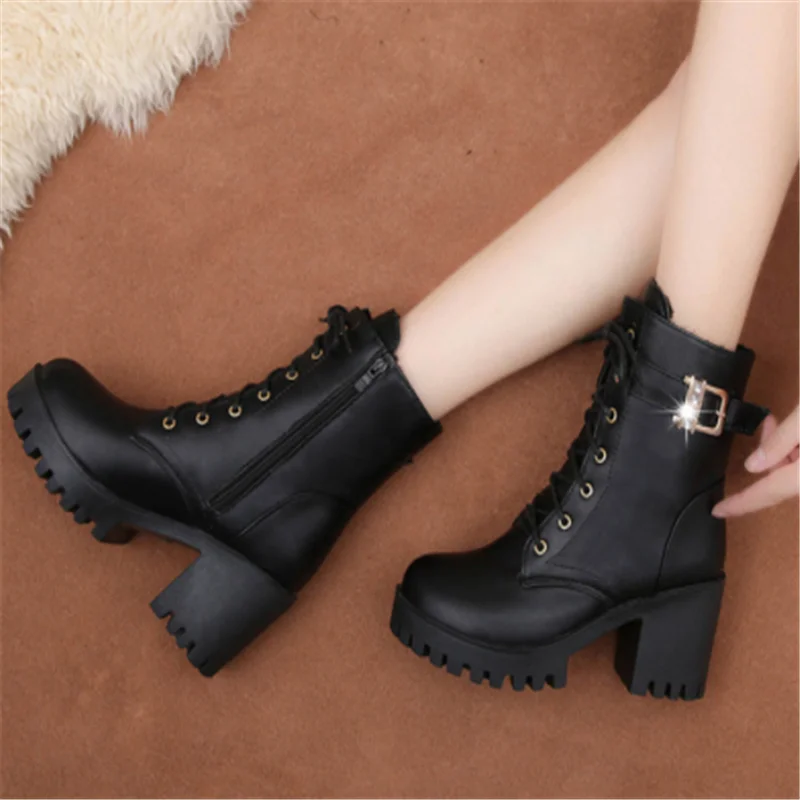 Лидер продаж 2018 Брендовые женские ботинки на шнуровке байкерские плоской