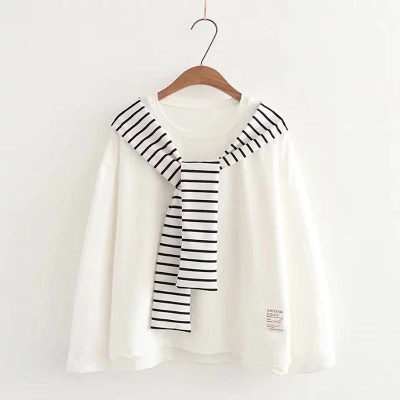 Roy's Fans Fashion Women Autumn Solid Sweatshirt Long Sleeve Scarf Collar Leisure For | Женская одежда