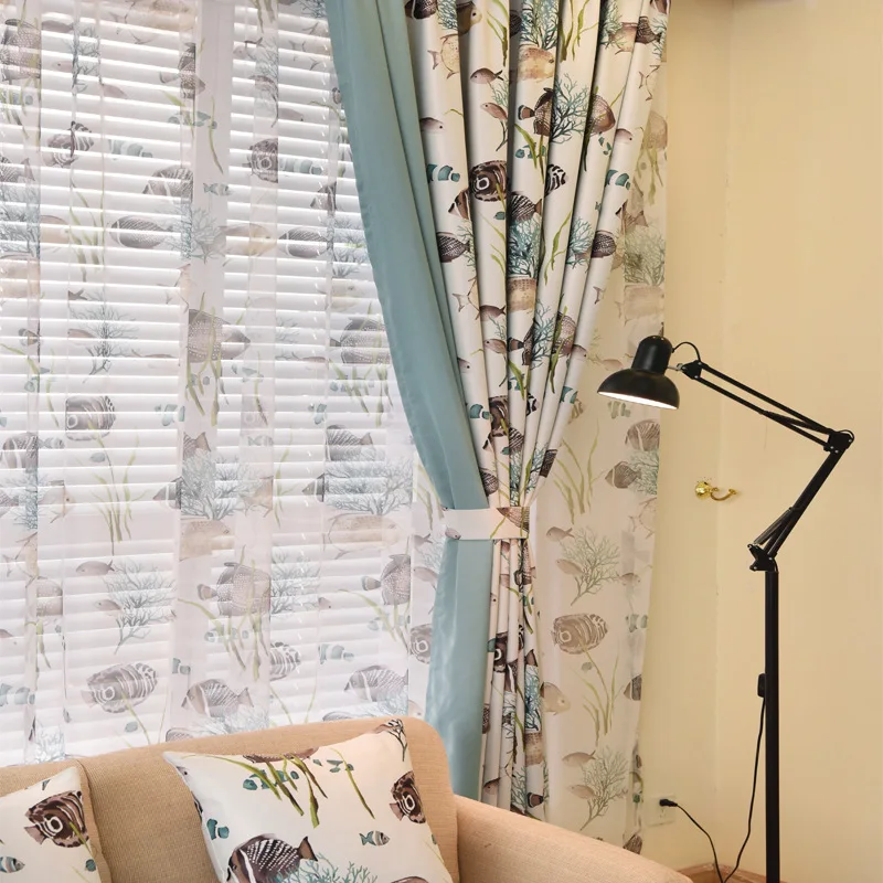 Милые занавески с рыбами в средиземноморском стиле современные роскошные для