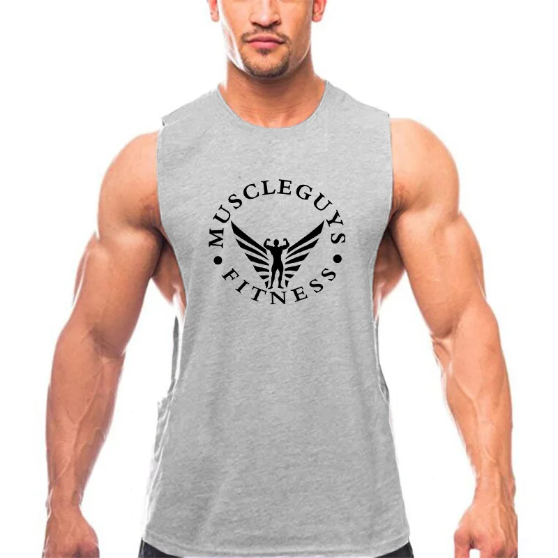 Брендовая одежда для фитнеса Muscleguys майки хлопковые с глубоким вырезом спортзала
