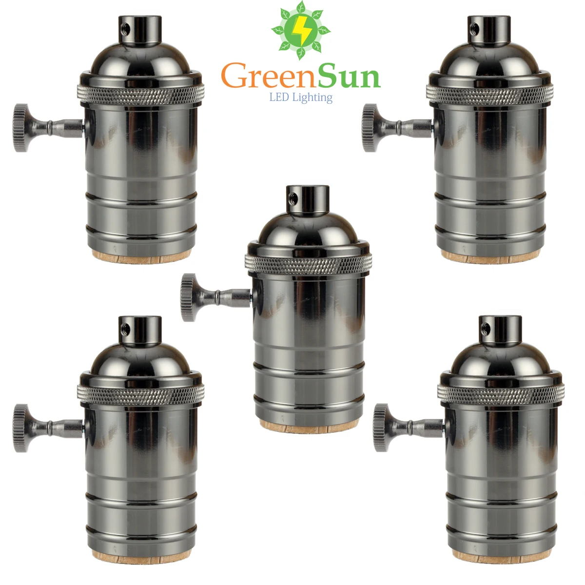 GreenSun 5 шт. перламутровый черный E26/E27 патрон лампы держатель Edison промышленный