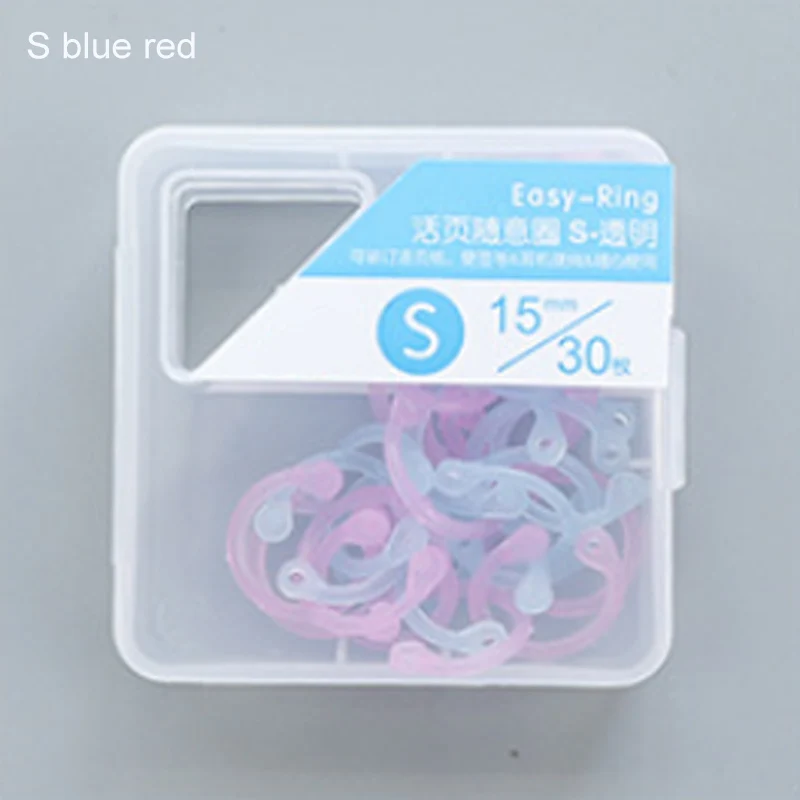 S blue red Пластиковые Брелоки для ключей, простое кольцо, календарь, многофункциональные кольца, связующий лист, сделай сам, ремесло, цветные, 1 коробка - Цвет: S blue red