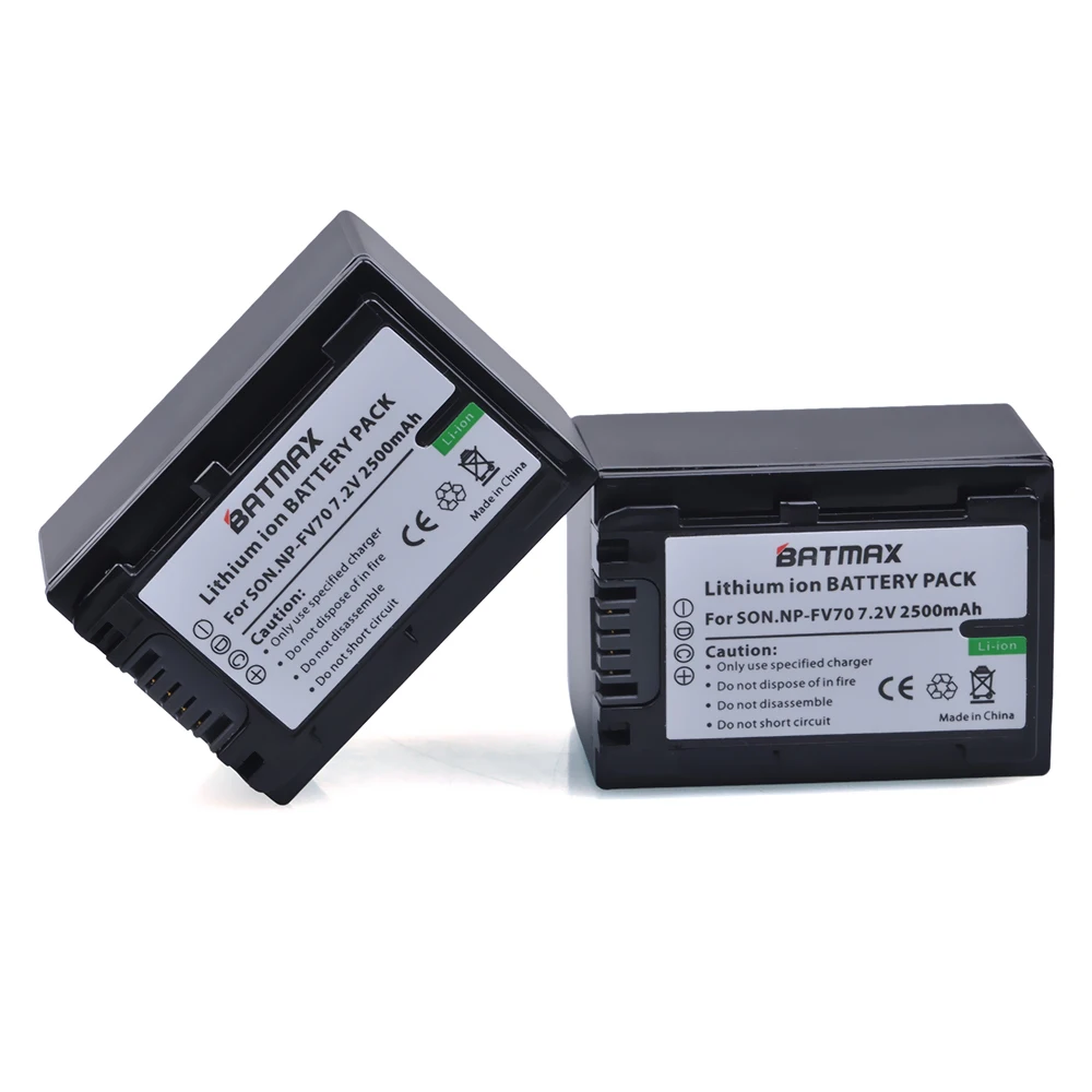 Batmax 2 Pcs NP-FV70 NP FV70 NPFV70 Camera Battery for Sony HDR-CX230 HDR-CX150E HDR-CX170 CX300 | Электроника