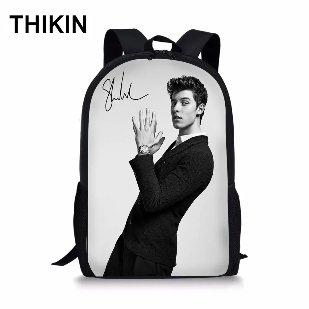 as picture THIKIN Mendes Shawn школьная сумка для студентов, канадский писатель, Печатный полиэстер, школьный рюкзак для студентов, Женский ежедневный Рюкзак Mochila на заказ - Цвет: as picture