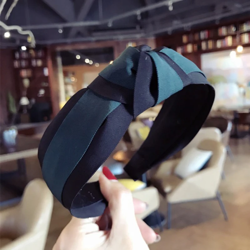

New fabric plain hairband Patchwork double streak headbands cross twisted wide hair hoop fashion women hair accessories headwear