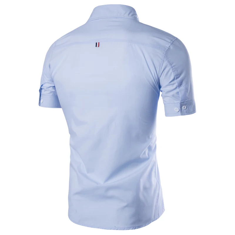 Новинка 2017 летние мужские рубашки с коротким рукавом облегающие Camisa Masculina