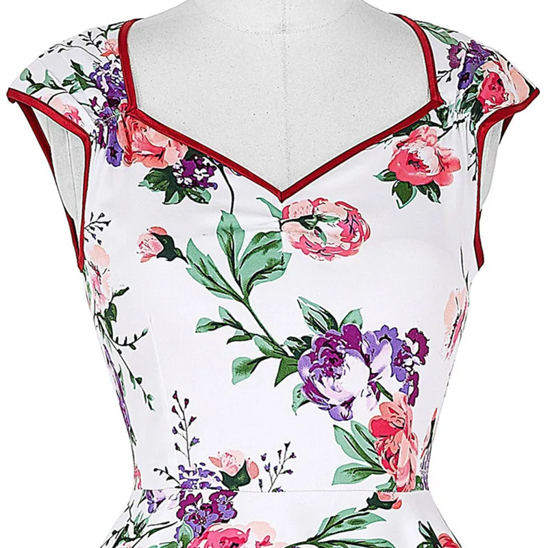 Женское платье в стиле ретро Hepburn летнее с v образным вырезом и большим помпоном