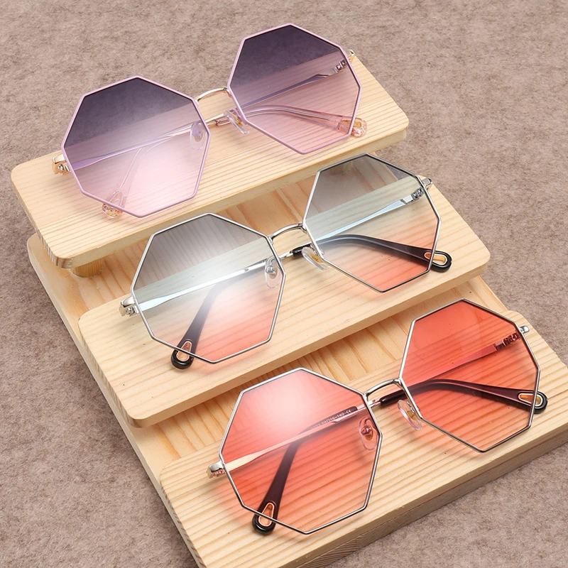 Роскошные Восьмиугольные солнцезащитные очки для женщин в металлической оправе