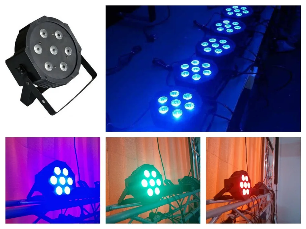 20 шт./лот ADJ LED par Flat Light 7x15 Вт RGBAW 5 в 1 ТИНТ тонкий IEC вход/выход DMX Megar Par38 ночной клуб dj