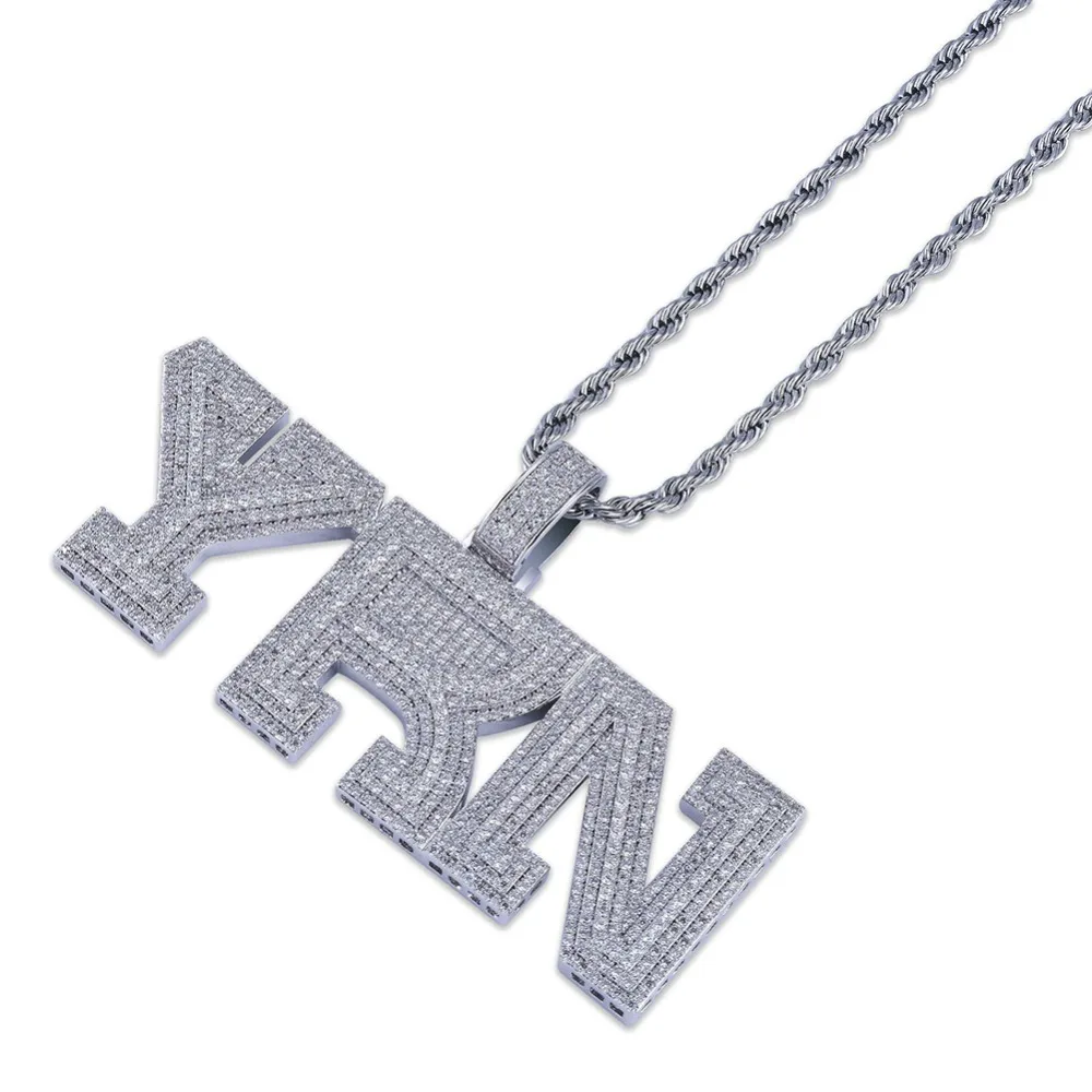 

Men's Hip Hop Custom Name Letters Pendant Necklace Bling Gold Silver Cubic Zirconia Tennis Chain Necklace Jewelry For Homme Gift