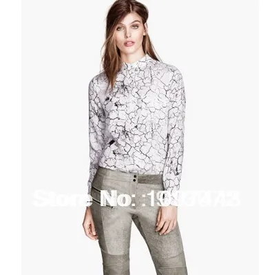 ST943 New Fashion Ladies' vintage stone skin print blouses elegant novelty Shirts casual slim brand designer tops |