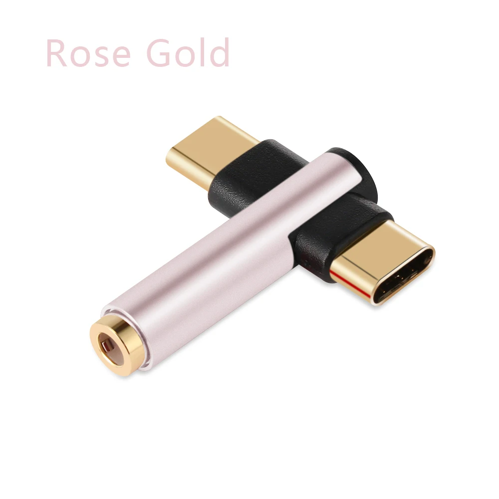 rose gold 3в1 usb type C до 3,5 мм разъем для наушников адаптер для зарядки наушников конвертер для Xiaomi 8 9 samsung S10 S9 huawei Mate20 - Цвет: rose gold