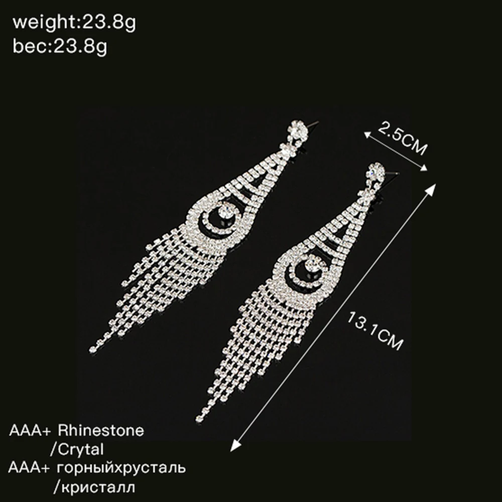 YFJEWE модные новые посеребренные кристаллические длинные висячие серьги для