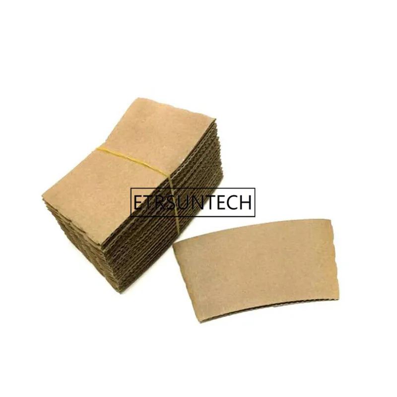 

Disposable Cup Sleeve for 12/16oz Cups Blank Double-deck Kraft Paper Coffee Tea Milk Cup Cover Anti-hot Customized