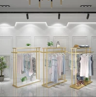 golden clothes shelf clothing store in the island frame double sided womens clothing store bag display rack floor double row