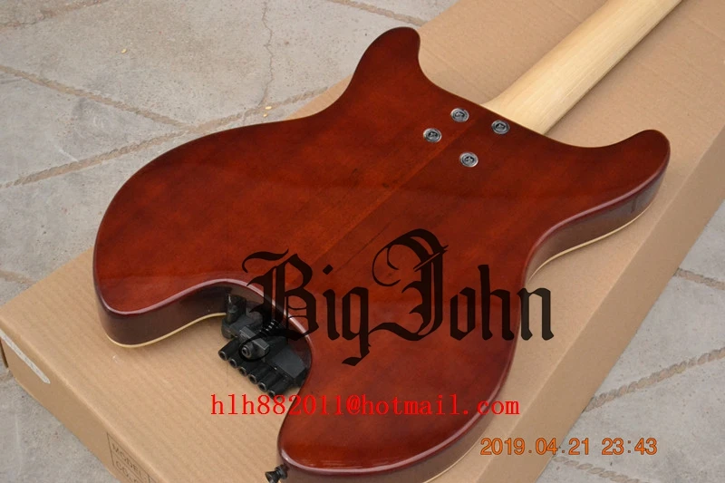 Новая безголовая электрогитара, клен гриф корпус из красного дерева,, Fretted f hole guitar 174
