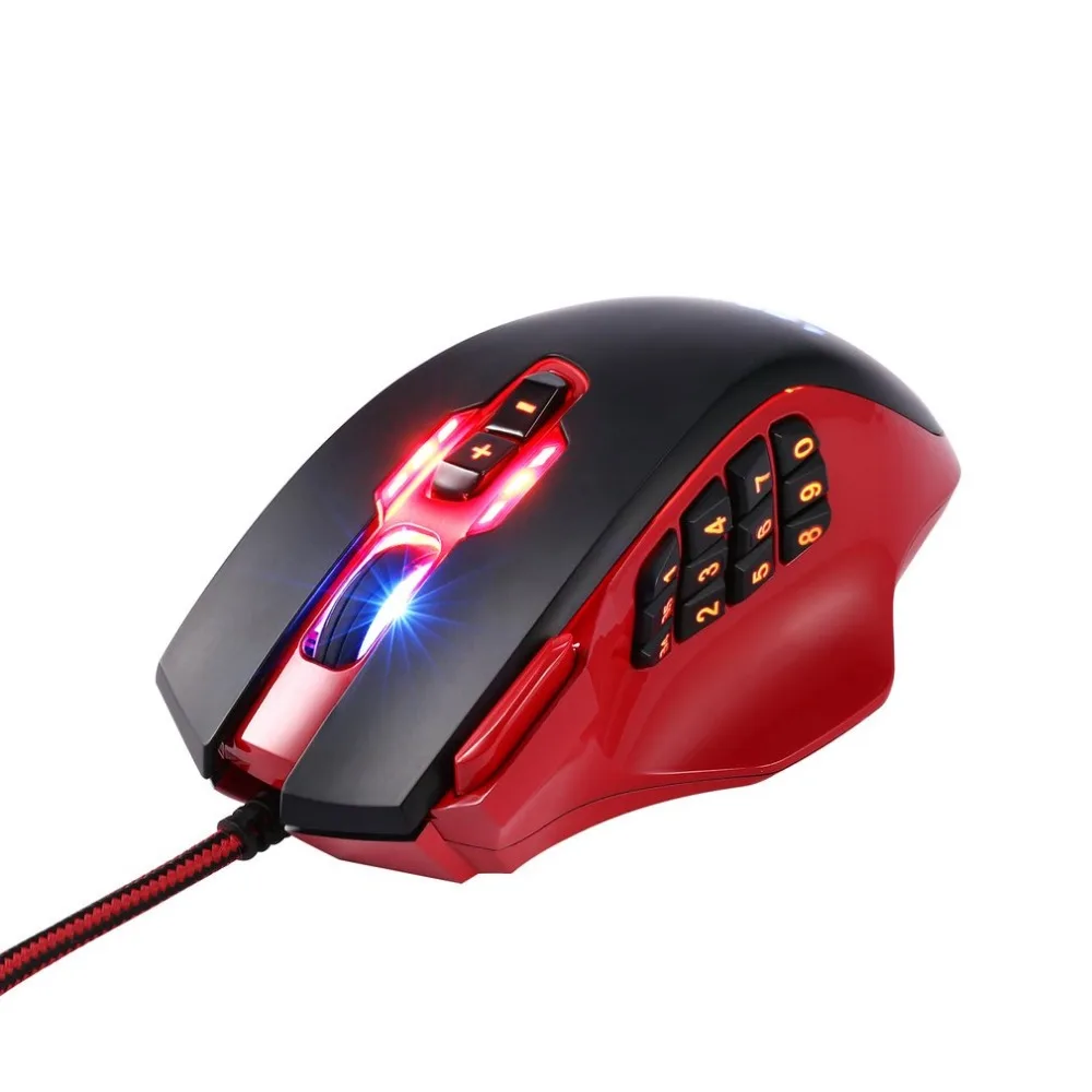 Игровая мышь с подсветкой USB Проводная 8200 dpi 19 клавиш RGB игровая мышь с боковыми кнопками и регулируемой подсветкой