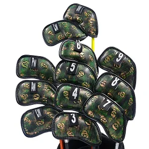 Чехол Champkey Monster Skull Golf с железной головкой из 12 шт.(3~ 9, A, P, S, L, L)-черный зеленый цвет чехол для головы Golf Iron - Цвет: Black green