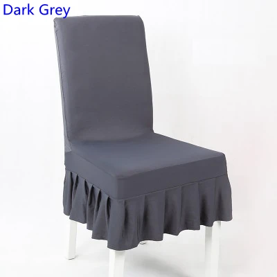 

Чехол на стул из лайкры темно-серого цвета с юбкой, чехлы для стульев для свадьбы спандекс, вечернее украшение для дома