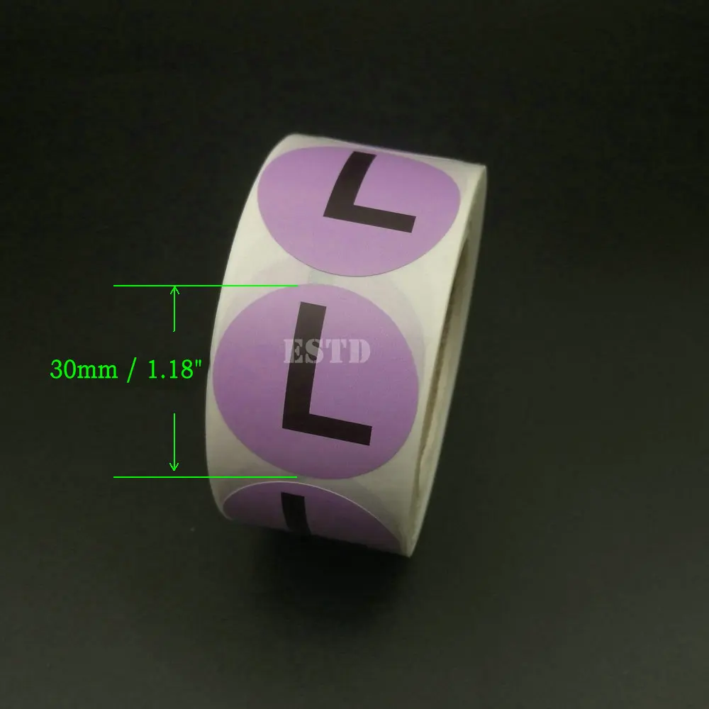 500pcs Apparel Clothing Size Stickers L Purple Color Coded Adhesive Labels | Дом и сад