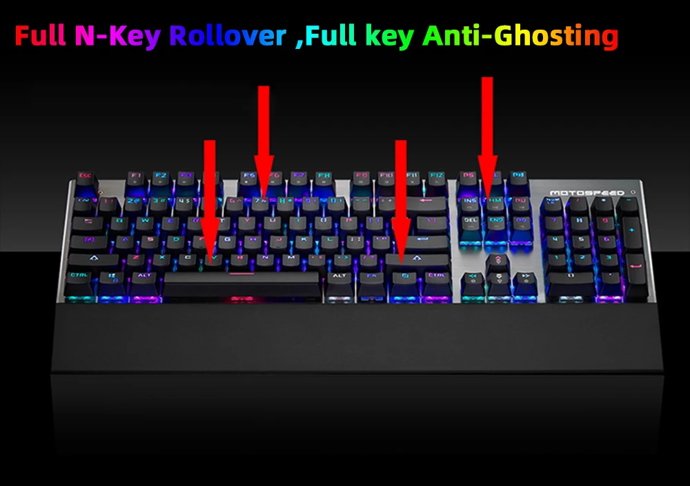 Оригинальная игровая механическая клавиатура Motospeed CK108, 104 клавиш, RGB синий переключатель, Проводная RGB подсветка, анти-привидение для геймерского компьютера