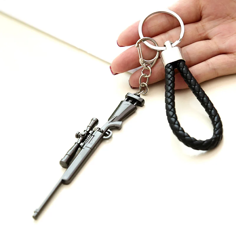 KeyChain Style 8 28 стилей PUBG брелок 98K пистолет винтовка реквизит шлем рюкзак Pan черная кожаная Веревка Брелок открывающийся ключ металлический Автомобильный ключ подвесной - Цвет: KeyChain Style 8