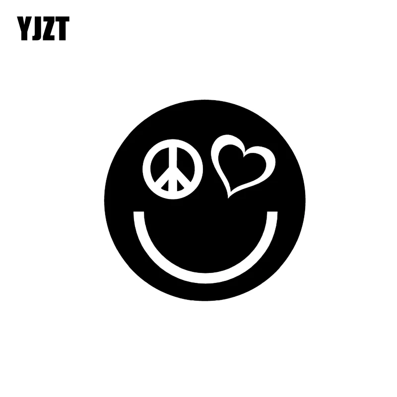 

YJZT 12.7CM*12.7CM PEACE LOVE HAPPINESS FACE Vinyl Decal Car Sticker Black/Silver C3-0366
