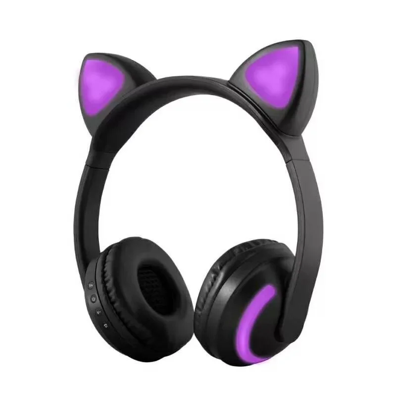 Беспроводные стереонаушники AINGSLIM с bluetooth светящиеся наушники кошачьими ушками 7