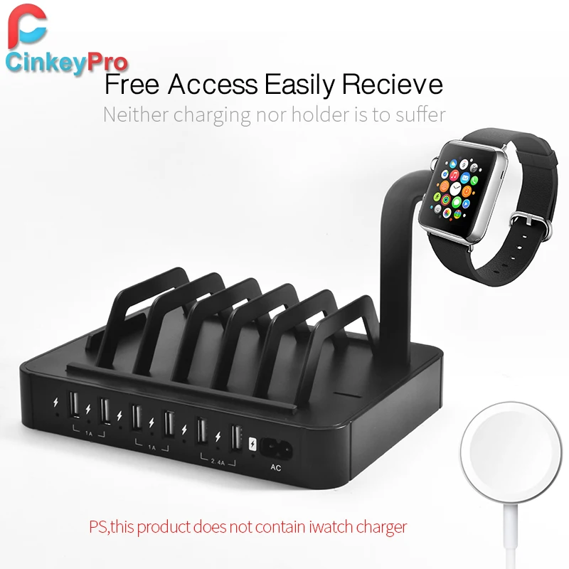 CinkeyPro 6 Порты станция для зарядки с USB наручных часов Apple Watch док samsung iPhone iPad