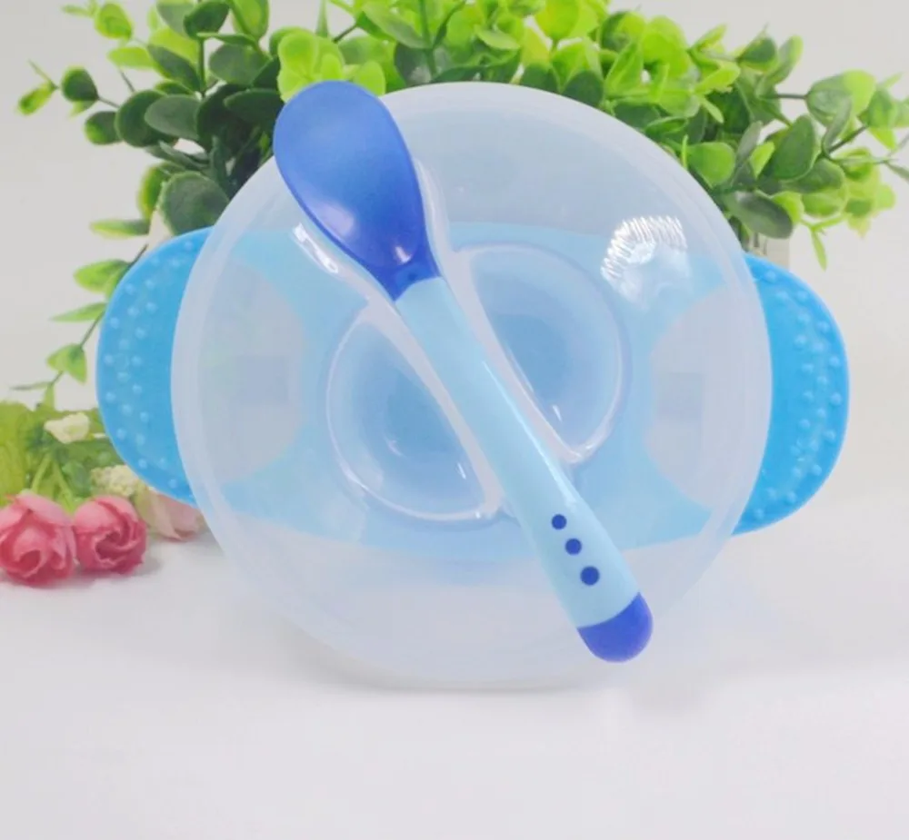 Чаша с термочувствительной ложкой и крышкой для кормления ребенка | Мать ребенок
