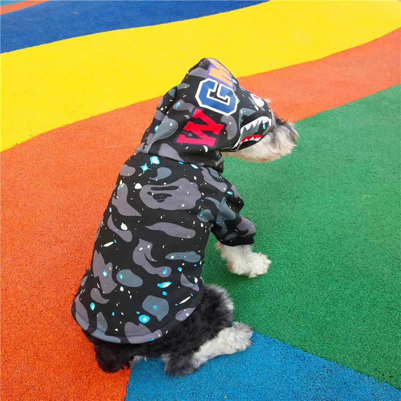 Новый Одежда с принтом в виде собак Осенне зимняя обувь Камуфляж молния Pet прилив