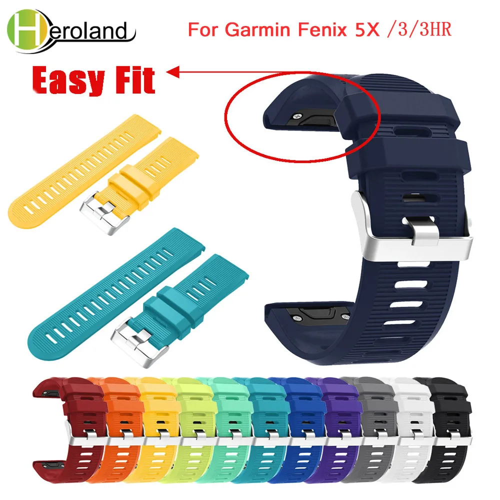 

26mm Replacement Silicone Quick Release WristBand Strap For Garmin Fenix 6X / 5X Fenix 3 3 HR / 6xpro 5XPlus Watchband Easyfit