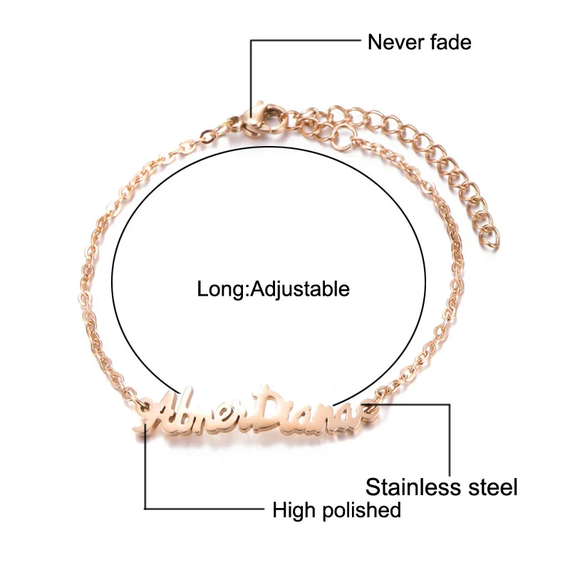 Браслеты из нержавеющей стали розовое золото белое на заказ именные браслеты