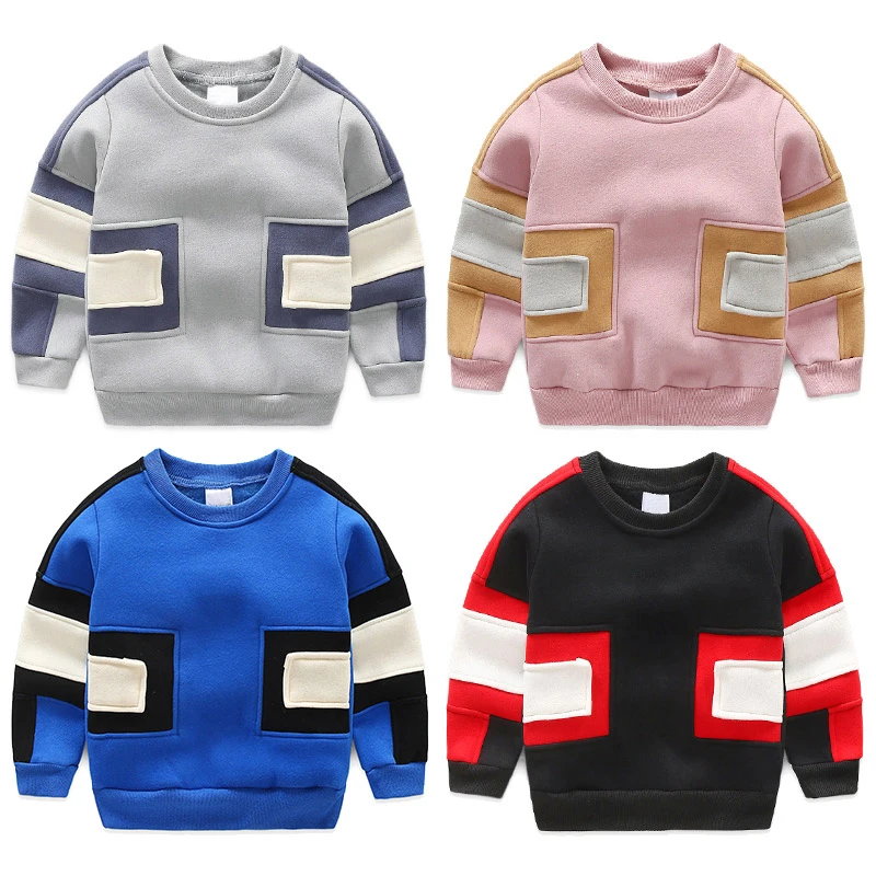 Новинка модная футболка для мальчиков в стиле пэчворк детские теплые толстовки
