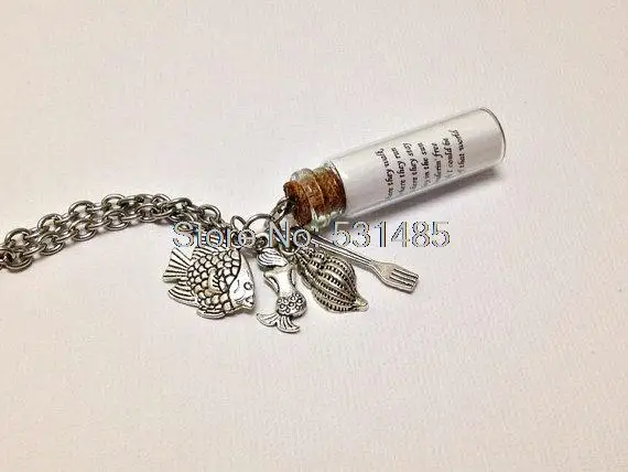 12 шт./лот держатель для Meredith Part Of Your World текст в бутылке сообщение ожерелье