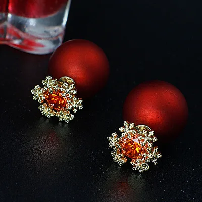Gold-red-Red Новые модные серьги-гвоздики для женщин, красный круглый шар, свинка, геометрические вечерние серьги, подарок на свадьбу,, ювелирные изделия для ушей - Окраска металла: Gold-red-Red
