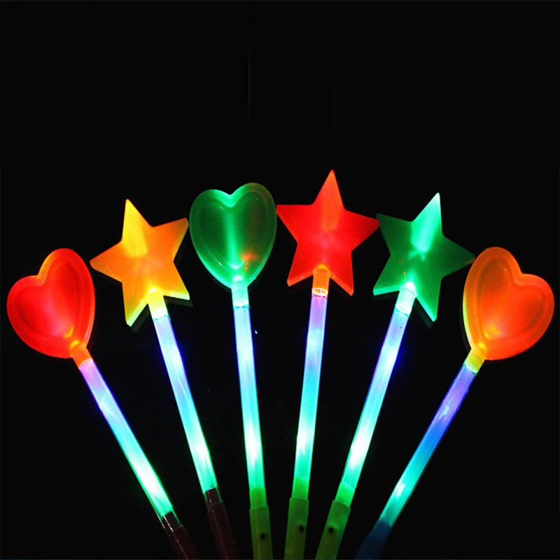 Glow Stick Star Love Heart Light-Up Wands Luminous Toys Light Stick Singing Waving Flash Stick Wedding New Year Party Decoration