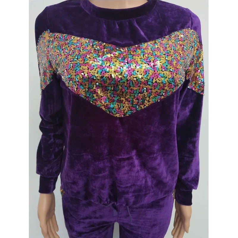 2019 толстый Повседневный женский костюм осенне зимний Золотой бархатный