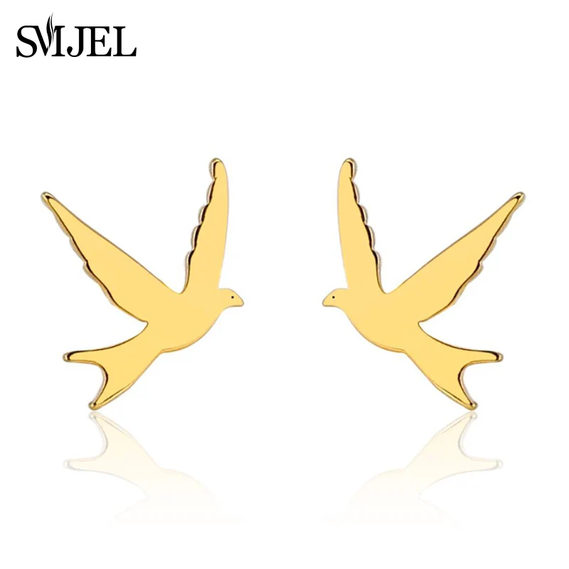 Женские серьги в виде птиц SMJEL из нержавеющей стали с надписью Love Peace Dove