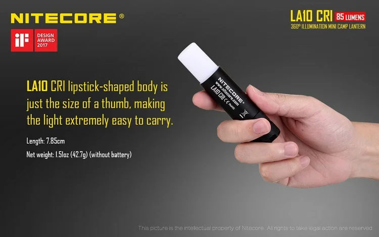 TOPSALE NITECORE 85 люмен высокий CRI мини EDC LA10 CRI Кемпинг Nichia 219B светодиодный фонарик для чтения АА черный красный синий