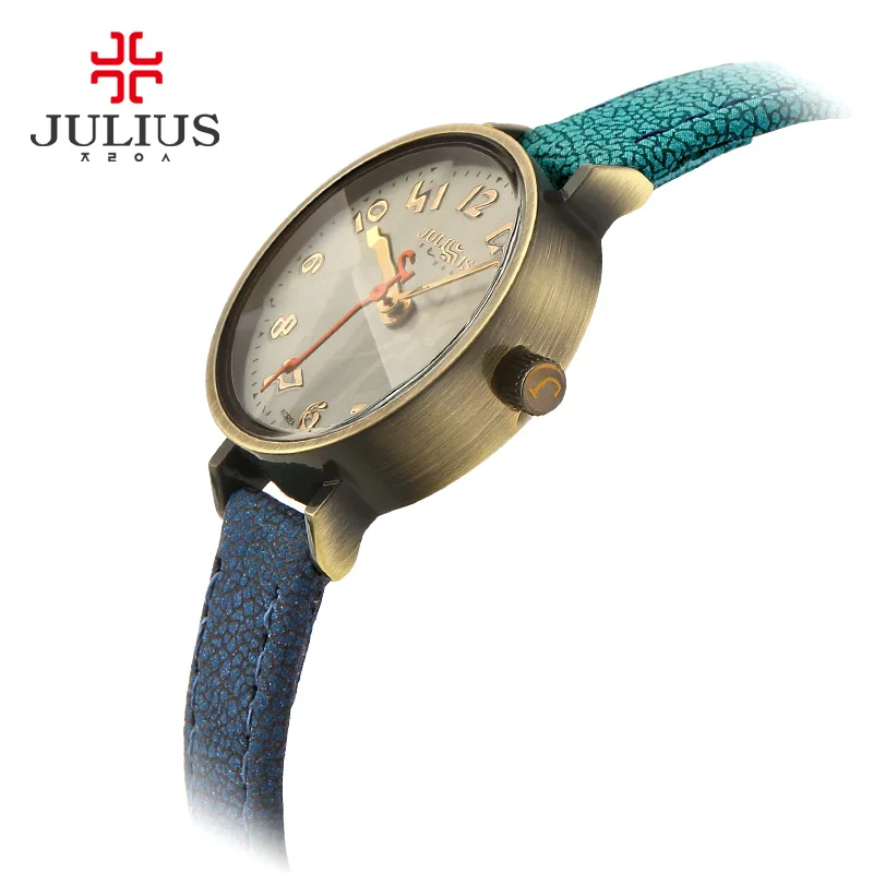 Женские кварцевые часы Julius Blue Jeans роскошные повседневные с кожаным ремешком