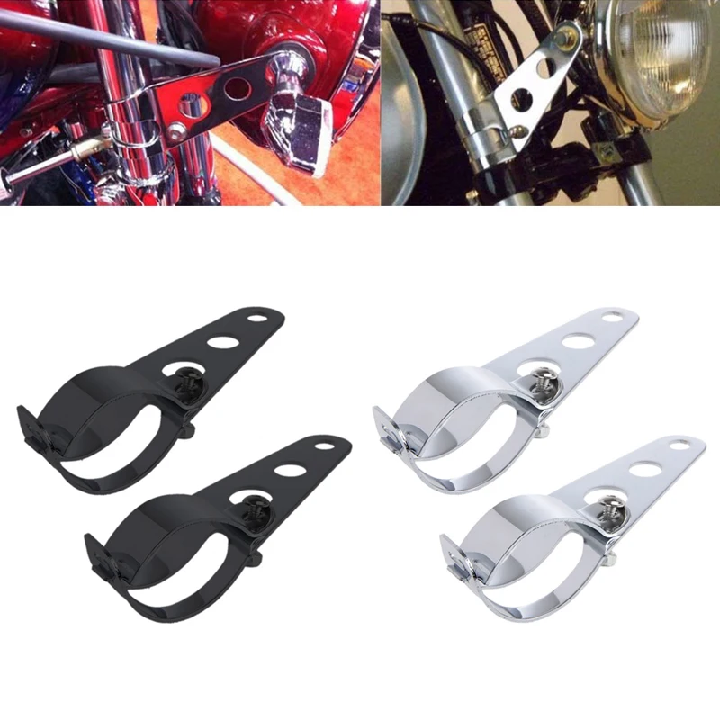 2 Pcs Universal 33-45mm Motorcycle Headlight Mount Bracket Fork Ears For Bobber Cafe Racer High Quality Sliver qiang | Автомобили и