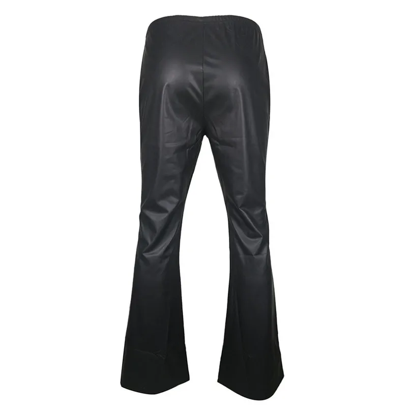 Fashion Women female High waist pants Sexy Elastic Faux Leather Trousers Solid Flared Pants autumn winter causal #25A | Женская одежда