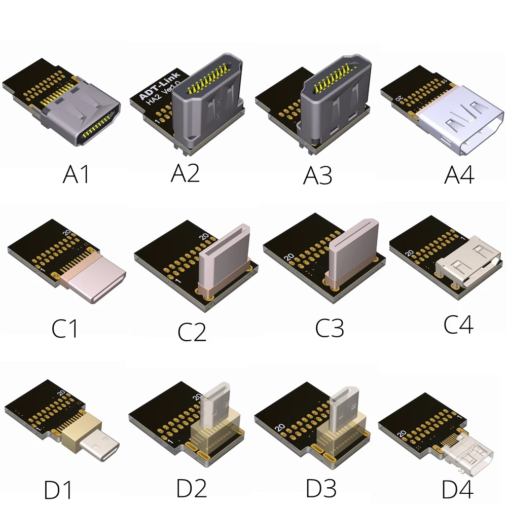 

Micro HDMI (D Type) Female to HDMI 2.0 (A Type) ,Mini HDMI (C Type),Cable HDMI 20Pin Connector Adapter converter cabo 4k60hz D4