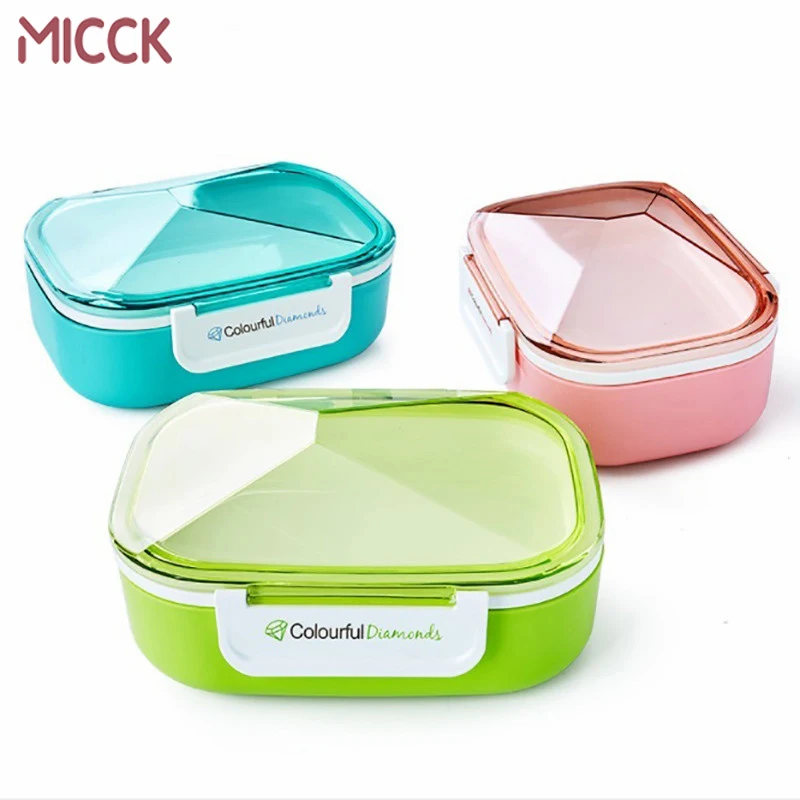 MICCK Алмазный Ланч-бокс, термо-бокс Bento box, контейнер для хранения продуктов, с чашей для супа, посуда для детей, студентов, взрослых